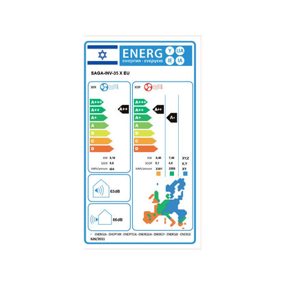 מזגן עילי טורנדו TORNADO SAGA INV 35 X WIFI EU
