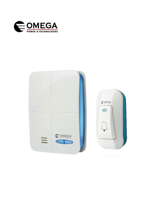 פעמון דלת אלחוטי 32 מנגינות לבן-כחול OMEGA IP44
