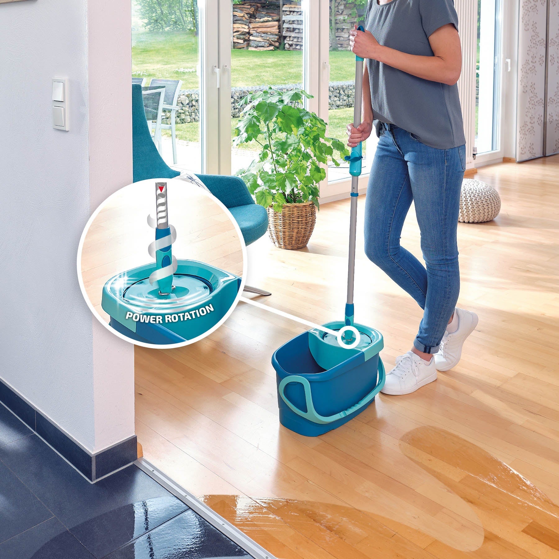 ערכת שטיפה ללא מגע יד אדם CLEAN TWIST Disc Mop Ergo המקורית מבית LEIFHEIT גרמניה