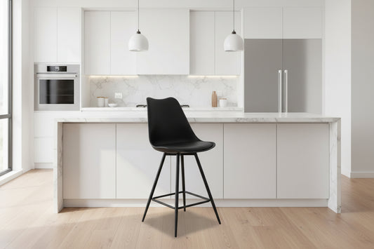 כסא בר אלטו ד.עור שחור ר.מתכת