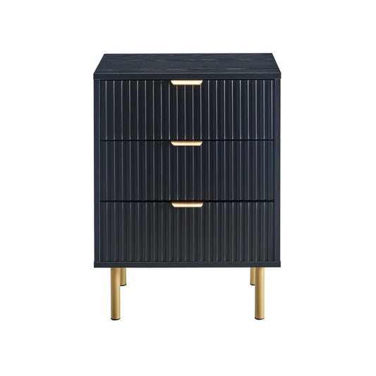 שידת לילה מונה 3 מגירות צבע שחור ר.מתכת