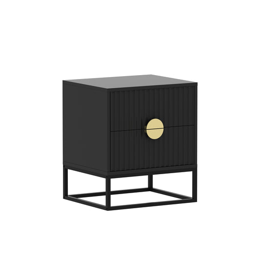 שידת לילה יסמין 2 מגירות צבע שחור ר.מתכת
