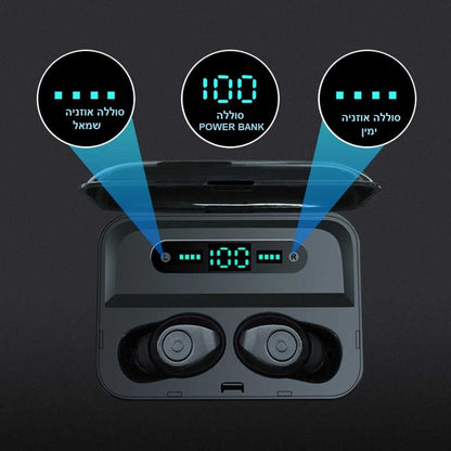 אוזניות כפתור Bluetooth TWS אלחוטיות עם סוללת גיבוי דגם HY679
