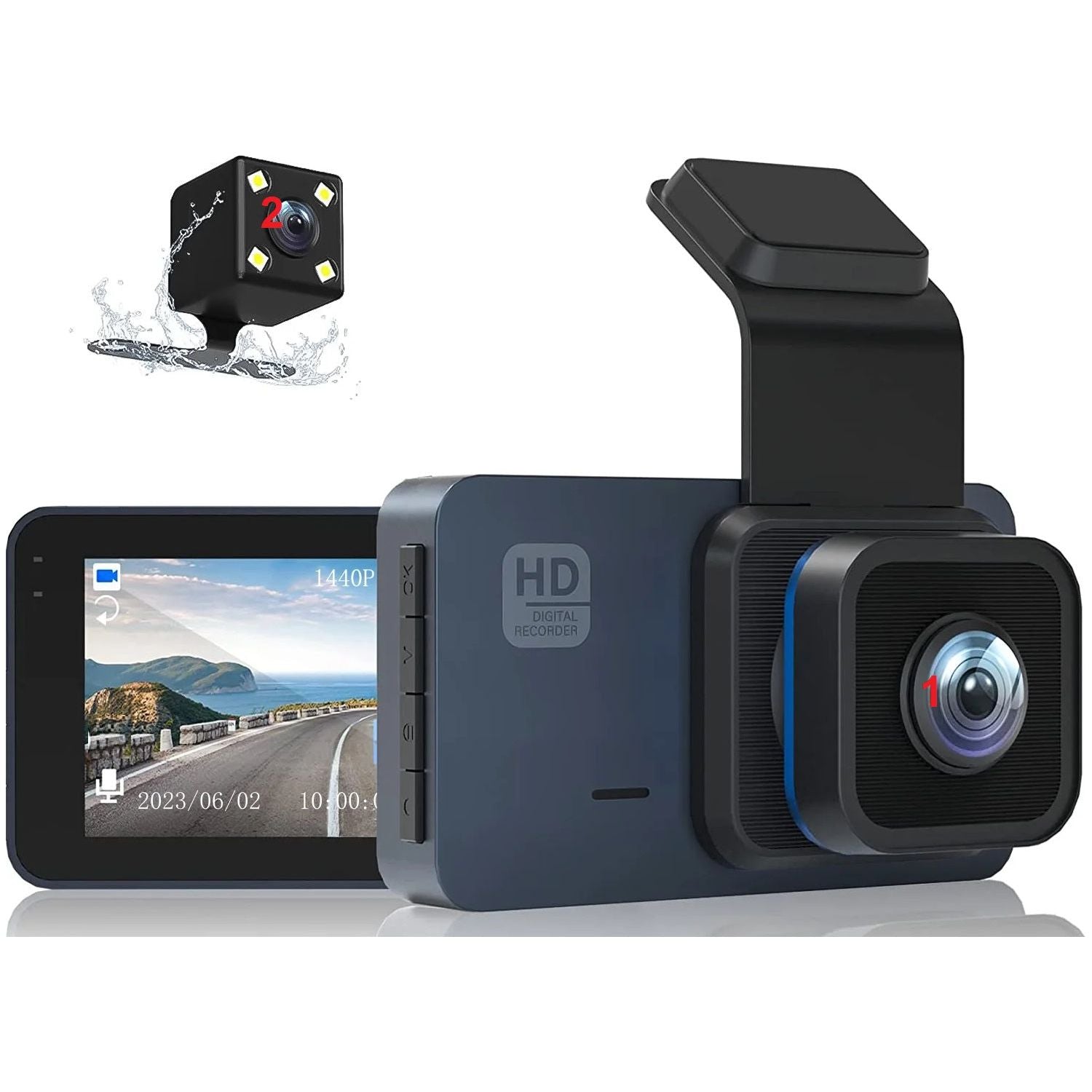 מצלמת לרכב FULL HD 1080P דו כיוונית כוללת אפשרות הקלטה גם בזמן חניה