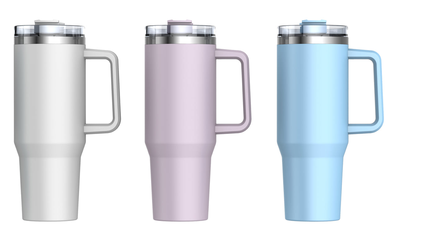 כוס גבוהה תרמי עם ידית וקש 1.2 ליטר נירוסטה