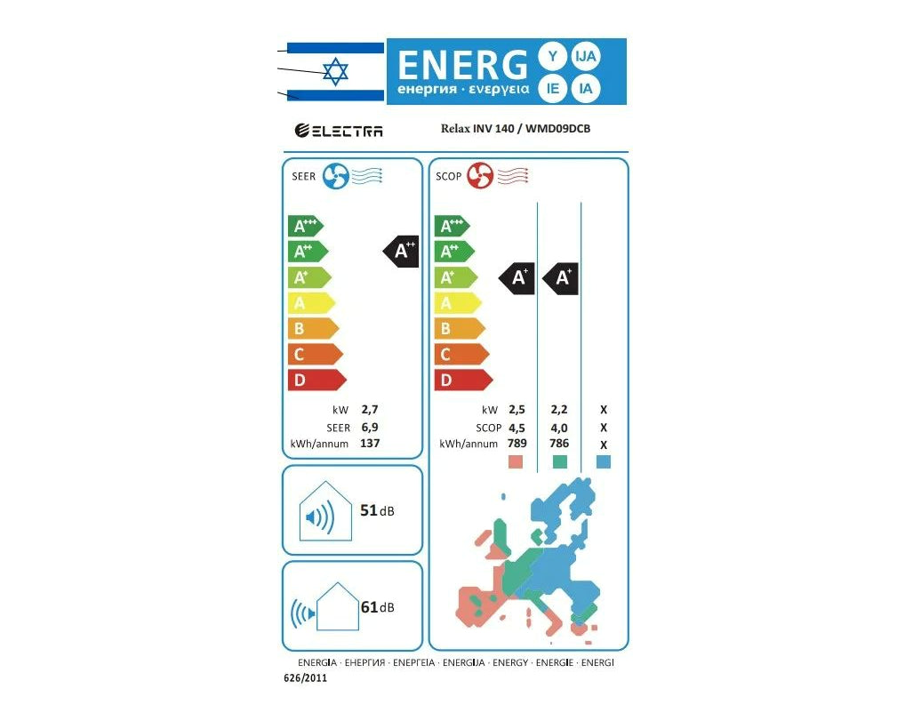 מזגן עילי אלקטרה רילקס ELECTRA RELAX INVERTER 140