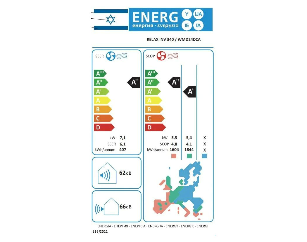 מזגן עילי אלקטרה רילקס ELECTRA RELAX INVERTER 340