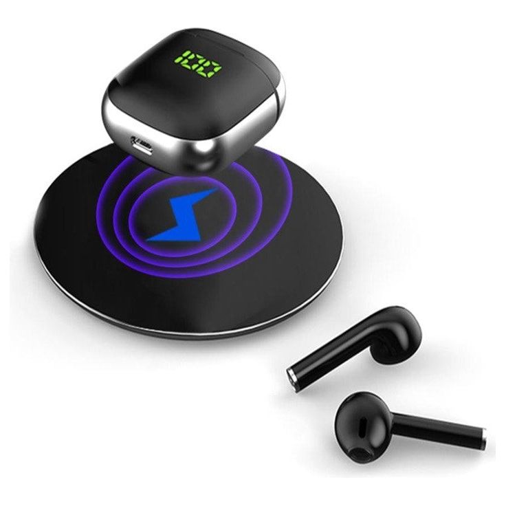 אוזניות Bluetooth סטריאוMAX TWS אלחוטיות עם סאונד היקיפי מיקרופון מובנה בגוון שחור מוכסף