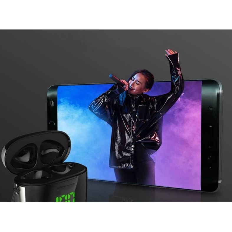אוזניות Bluetooth סטריאוMAX TWS אלחוטיות עם סאונד היקיפי מיקרופון מובנה בגוון שחור מוכסף