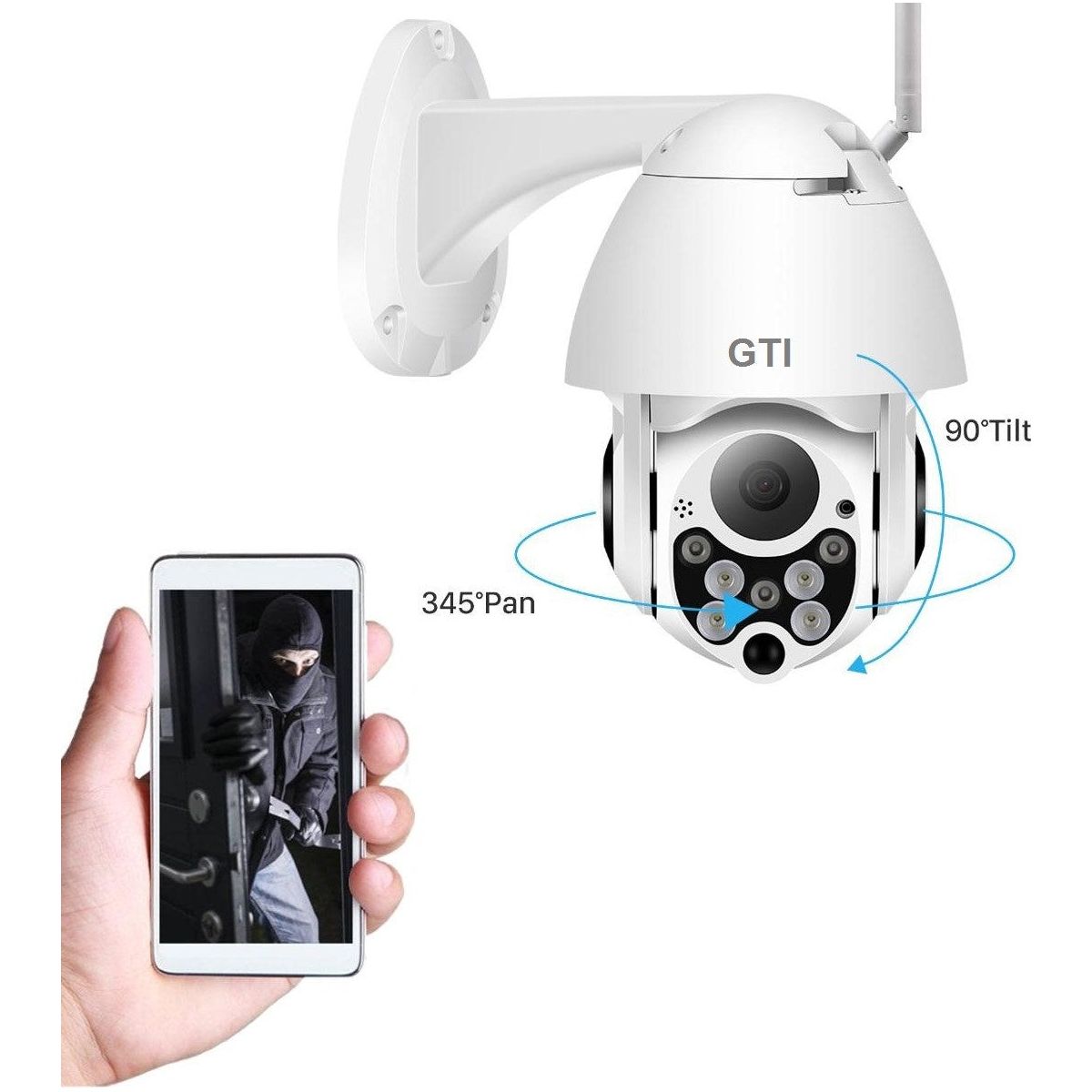 מצלמה אבטחה HD IP חיצונית ממונעת  עם ראיית לילה IR דגם GTI xt79