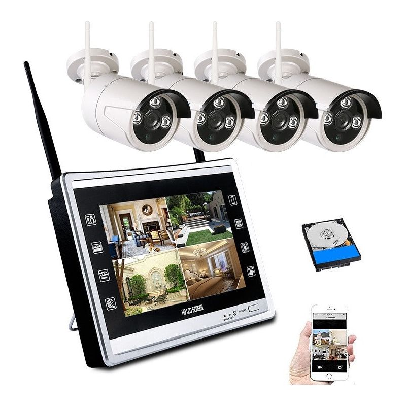 מערכת אבטחה אלחוטית +4 מצלמות אלחוטיות HD דגם GTXl1