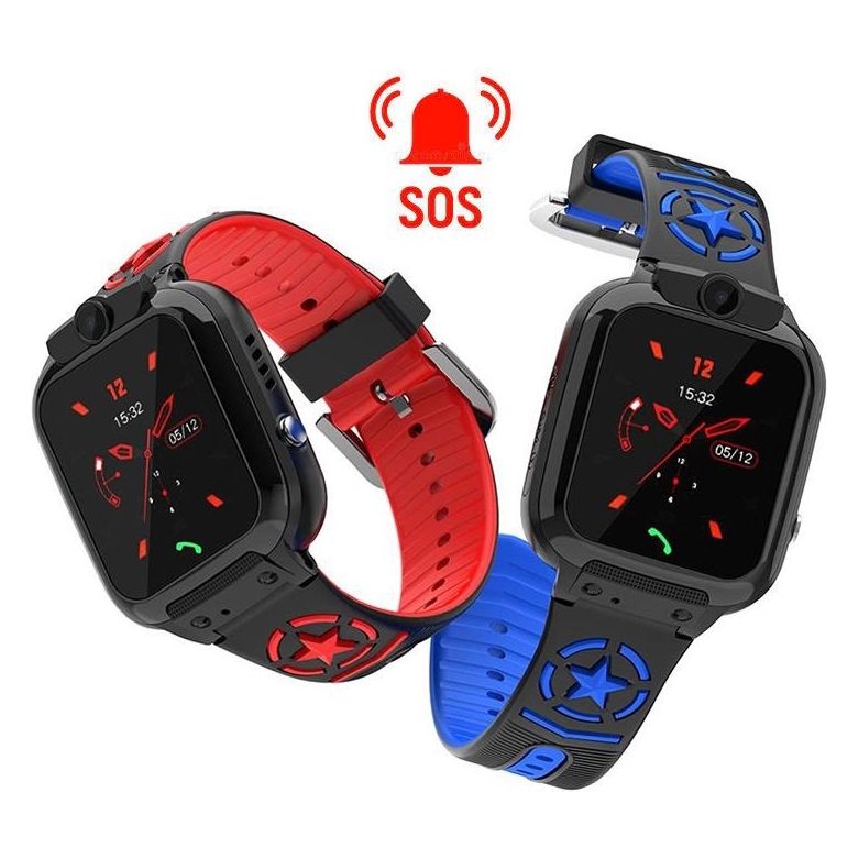 שעון טלפון חכם לנוער sosy1 מבית Visiontek צבע שחור/אדום