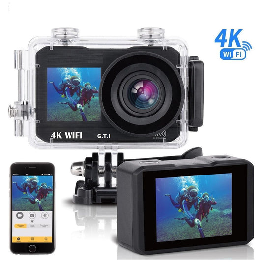 מצלמת וידיאו אקסטרים 4k עם צג כפול + כרטיס זיכרון 16GB דגם VisionTek VS514