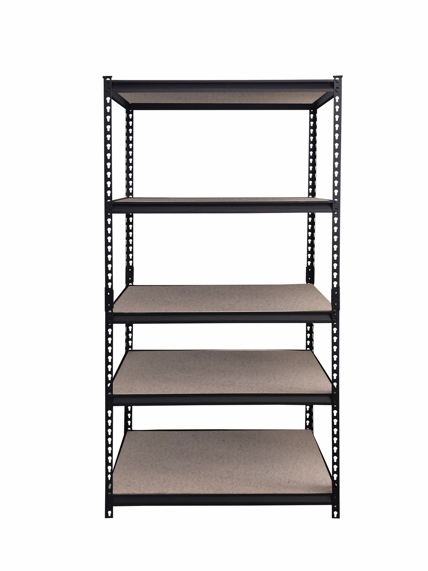 כוננית מתכת בינונית בצבע שחור בשילוב 5 מדפי עץ