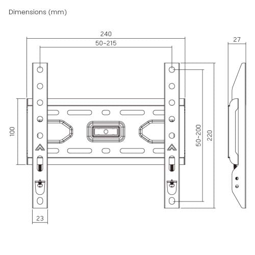 זרוע קבועה למסך בגודל 13 עד 43 אינץ
