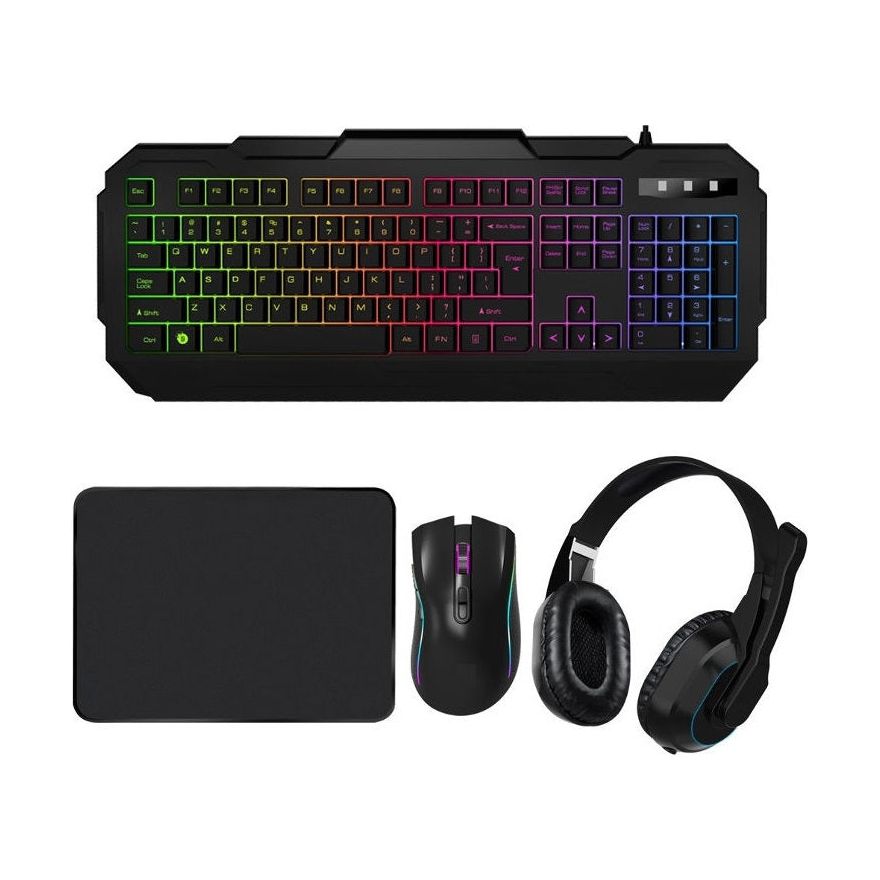 קיט גימיניג כולל מקלדת + עכבר + אזניות + משטח לעכבר