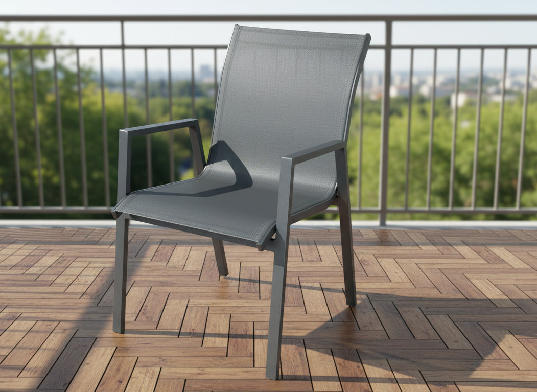 כסא אלומיניום בורגס אפור כהה
