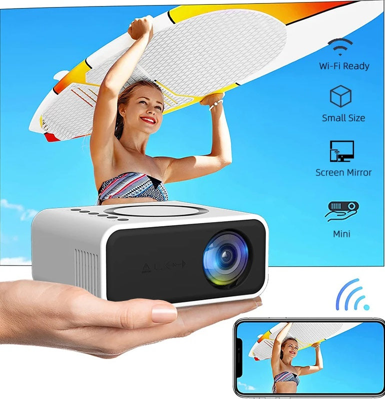 מקרן מולטימדיה אלחוטי עד 100 אינץ בטכנולוגיית LED כולל שלט רחוק לשליטה מלאה