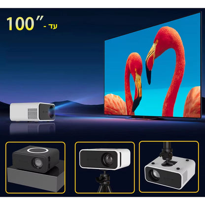 מקרן מולטימדיה אלחוטי עד 100 אינץ בטכנולוגיית LED כולל שלט רחוק לשליטה מלאה