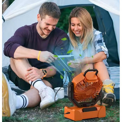 מאוורר עוצמתי נייד עם טעינה סולארית וחשמלית רדיו מובנה חיבור בלוטוט ותאורה