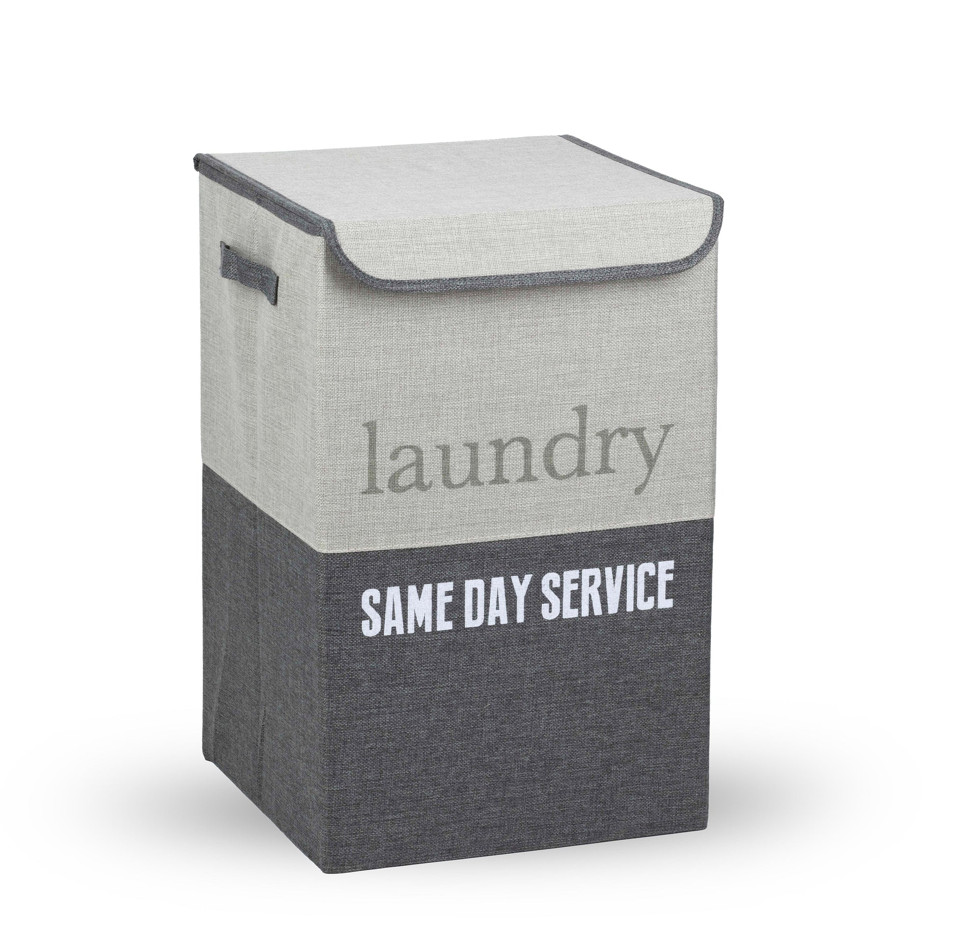 סל כביסה עם מכסה שחור לבן