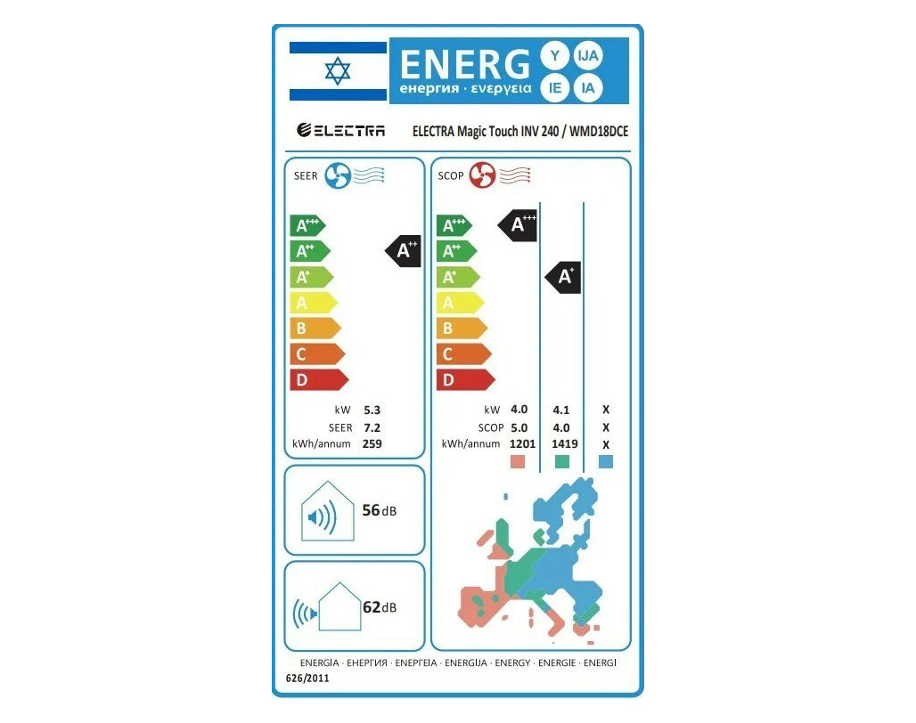 ‏מזגן עילי אלקטרה ELECTRA Magic Touch Inverter 240