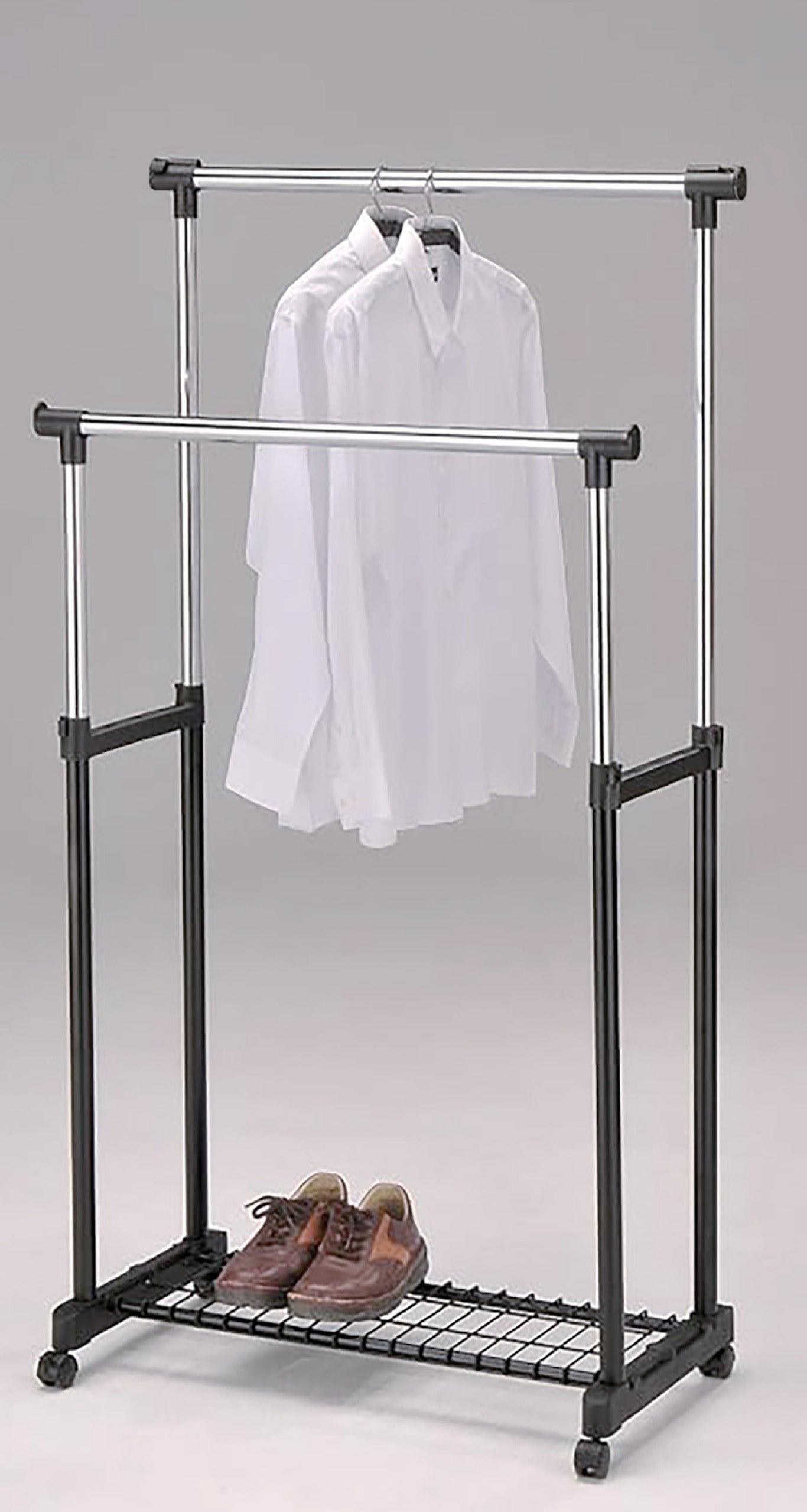 מתלה בגדים נייד כפול מתכוונן כולל רשת