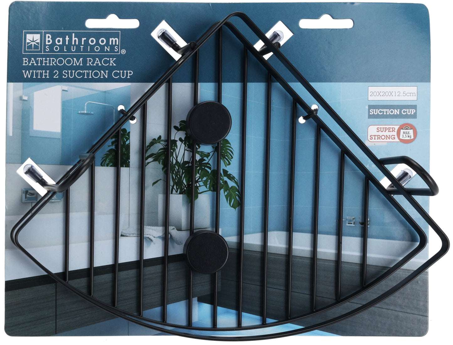 מדף רשת פינתי לאמבטיה מתכת אמסטרדם שחור בוואקום