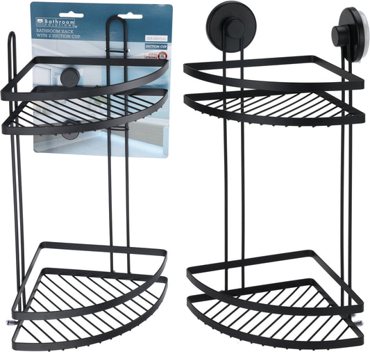 מדף רשת פינתי 2 קומות אמסטרדם שחור בוואקום