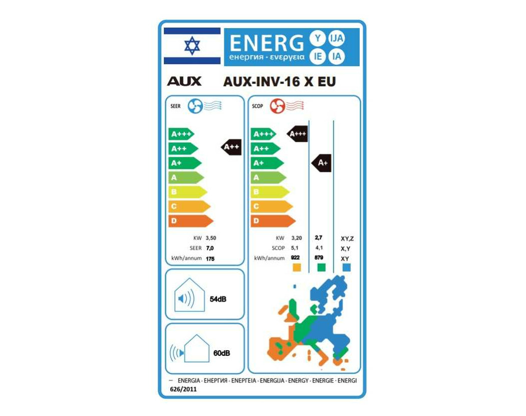 מזגן עילי דגם AUX INV 16 X EU מבית טורנדו TORNADO
