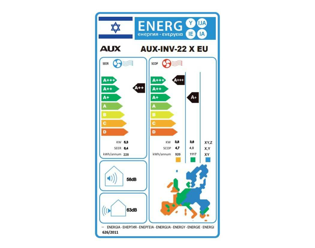 מזגן עילי דגם AUX INV 22 X EU מבית טורנדו TORNADO