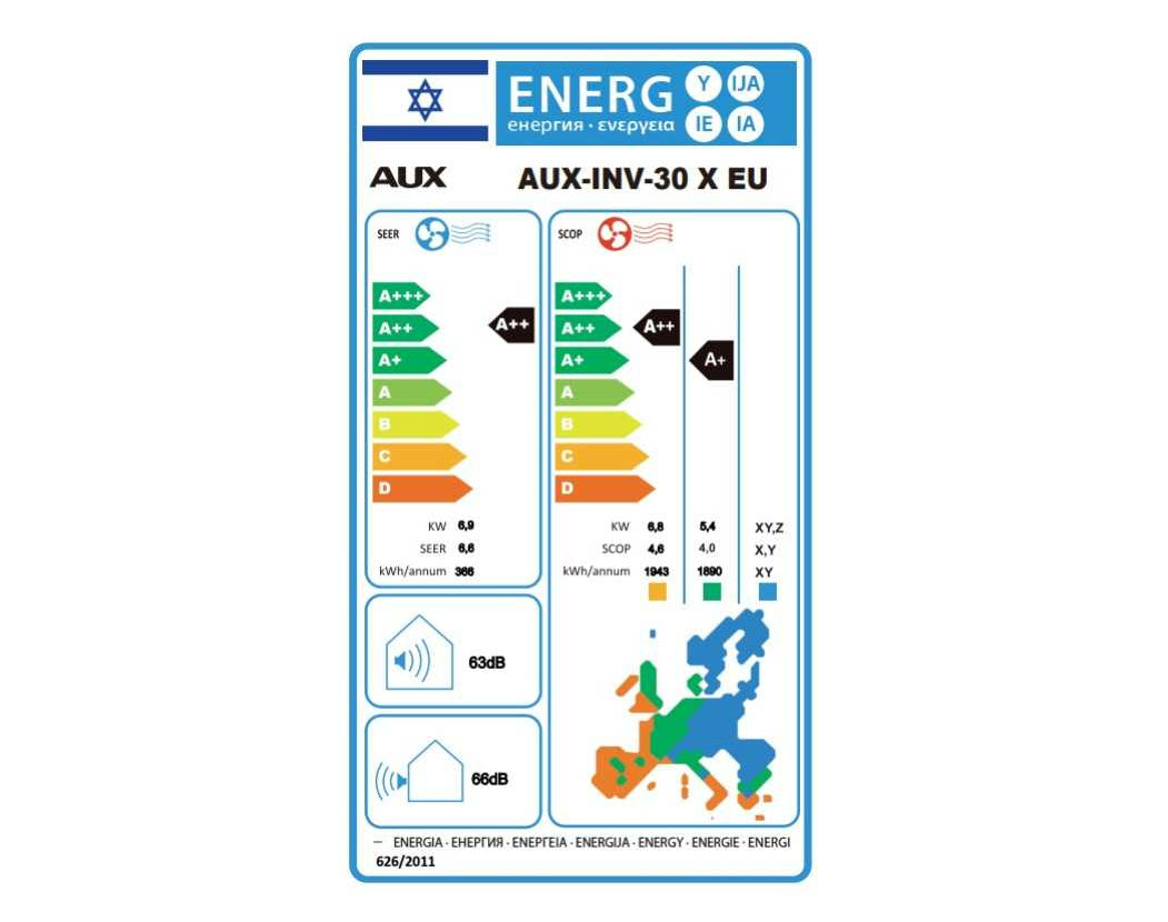 מזגן עילי דגם AUX INV 30 X EU מבית טורנדו TORNADO
