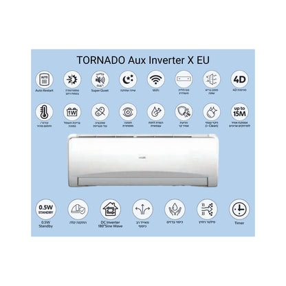 מזגן עילי דגם AUX INV 35 X EU מבית טורנדו TORNADO	