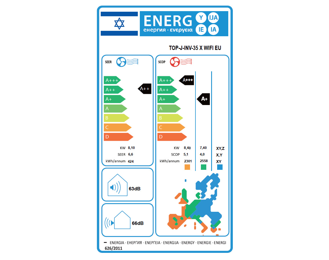 מזגן עילי טורנדו Tornado TOP J INV 35 X WIFI EU