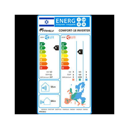 מזגן עילי פמילי Family Comfort Inverter 18