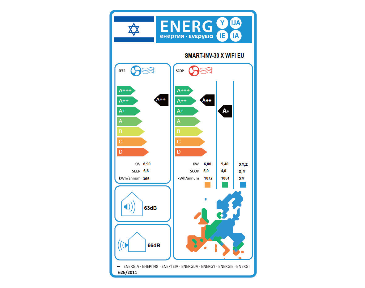מזגן עילי טורנדו TORNADO SMART INV 30 X WIFI EU צבע לבן