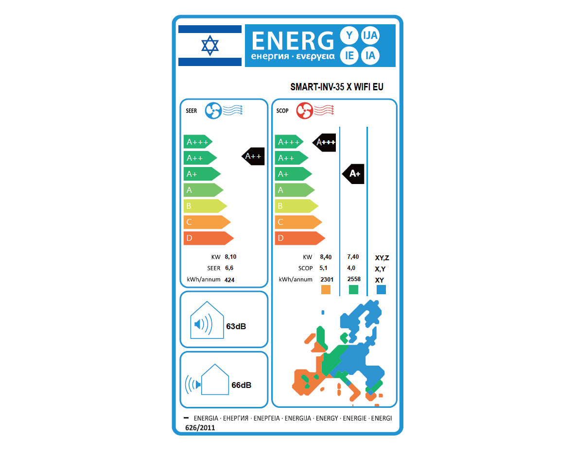 מזגן עילי טורנדו TORNADO SMART INV 35 X WIFI EU צבע לבן