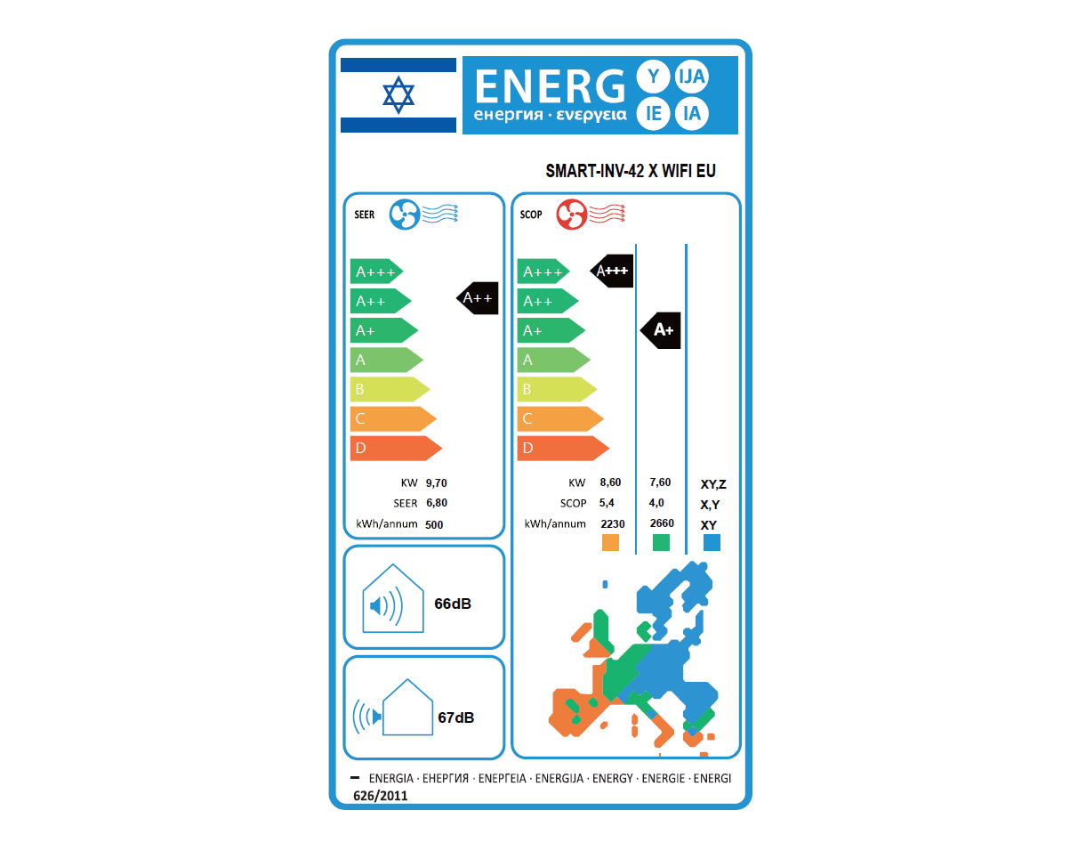 מזגן עילי טורנדו TORNADO SMART INV 42 X WIFI EU צבע לבן