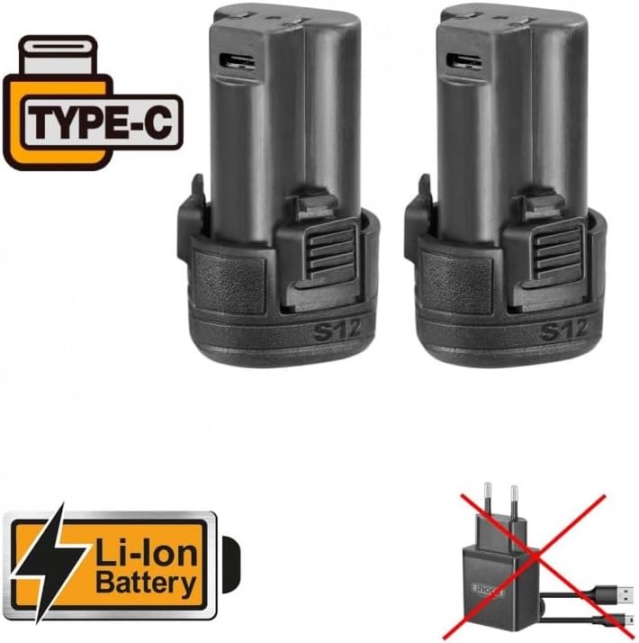 מברגה נטענת 12V עם זוג סוללות 1.5Ah USB-C במזוודה קשיחה