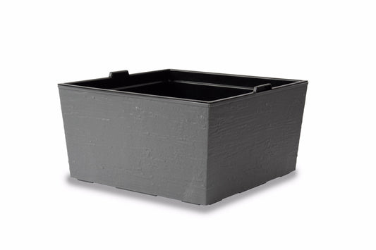 עציץ פלסטיק מרובע נמוך דמוי בטון