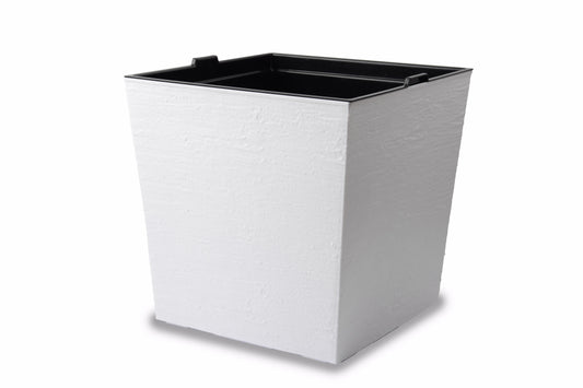 עציץ  פלסטיק מרובע גבוה דמוי בטון