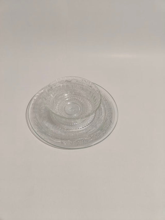 מערכת אוכל 18 חלקים זכוכית מעוטרת
