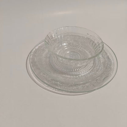 מערכת אוכל 18 חלקים זכוכית מעוטרת