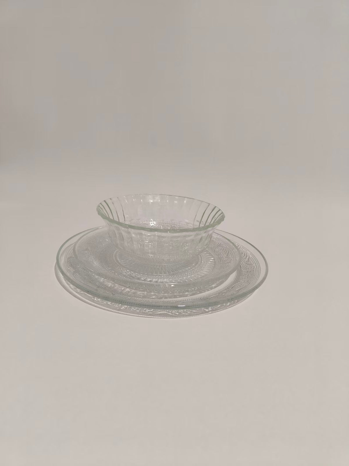 מערכת אוכל 18 חלקים זכוכית מעוטרת