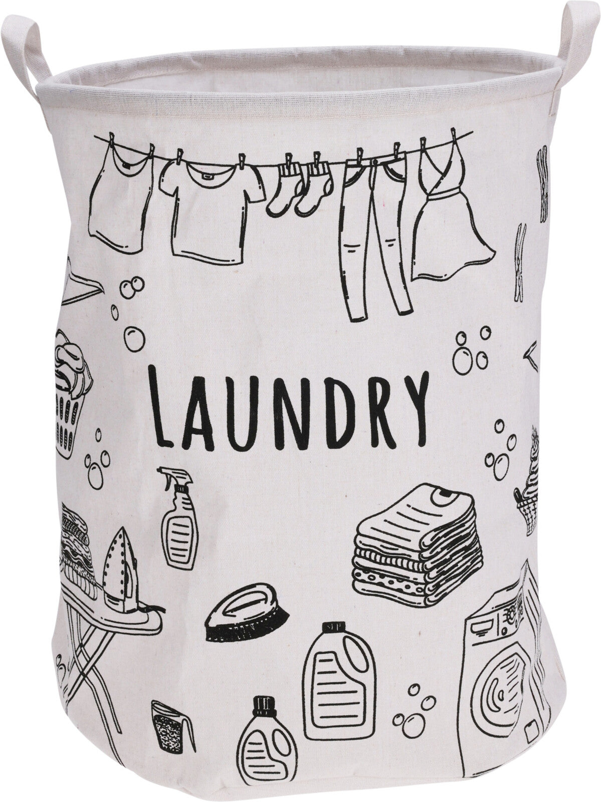 סל כביסה קנווס שחור לבן