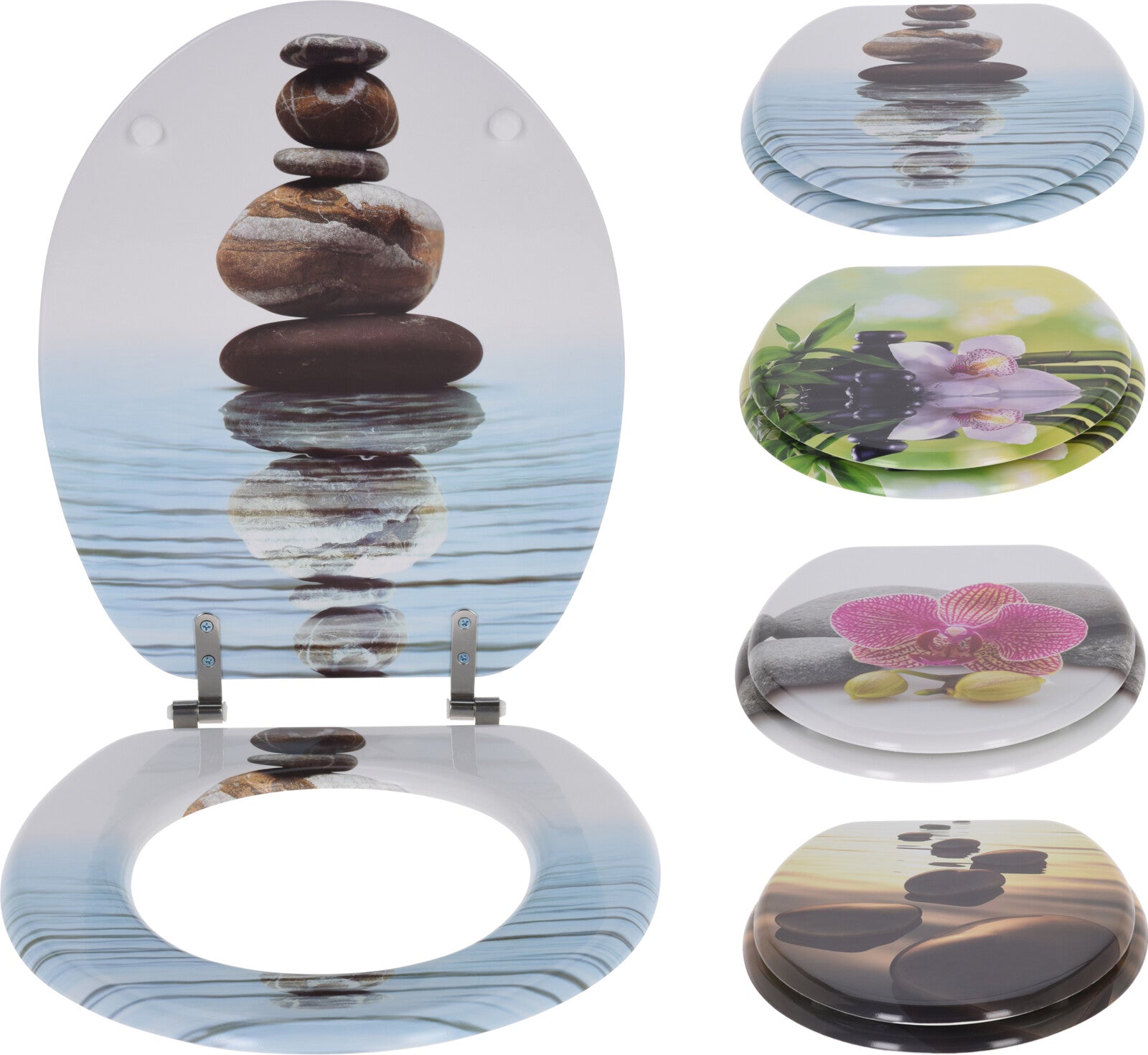 מושב אסלה MDF מודפס אבן ומים