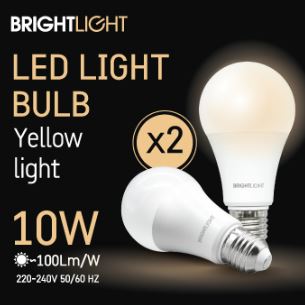 זוג נורות לד אור צהוב 10W A60 E27