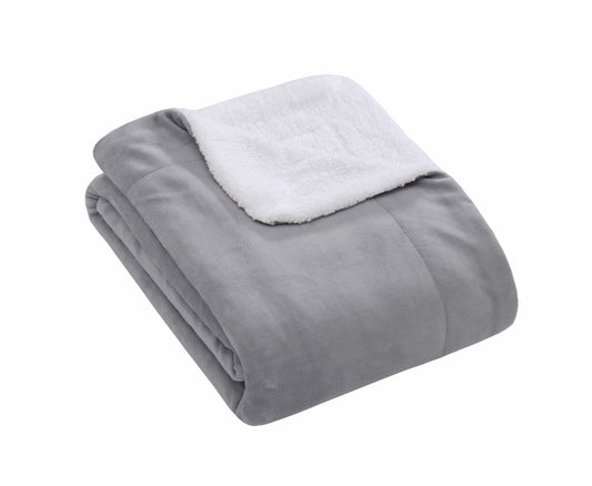 שמיכת כבש זוגי 220/200 סמ לא ממולאת אפור בהיר