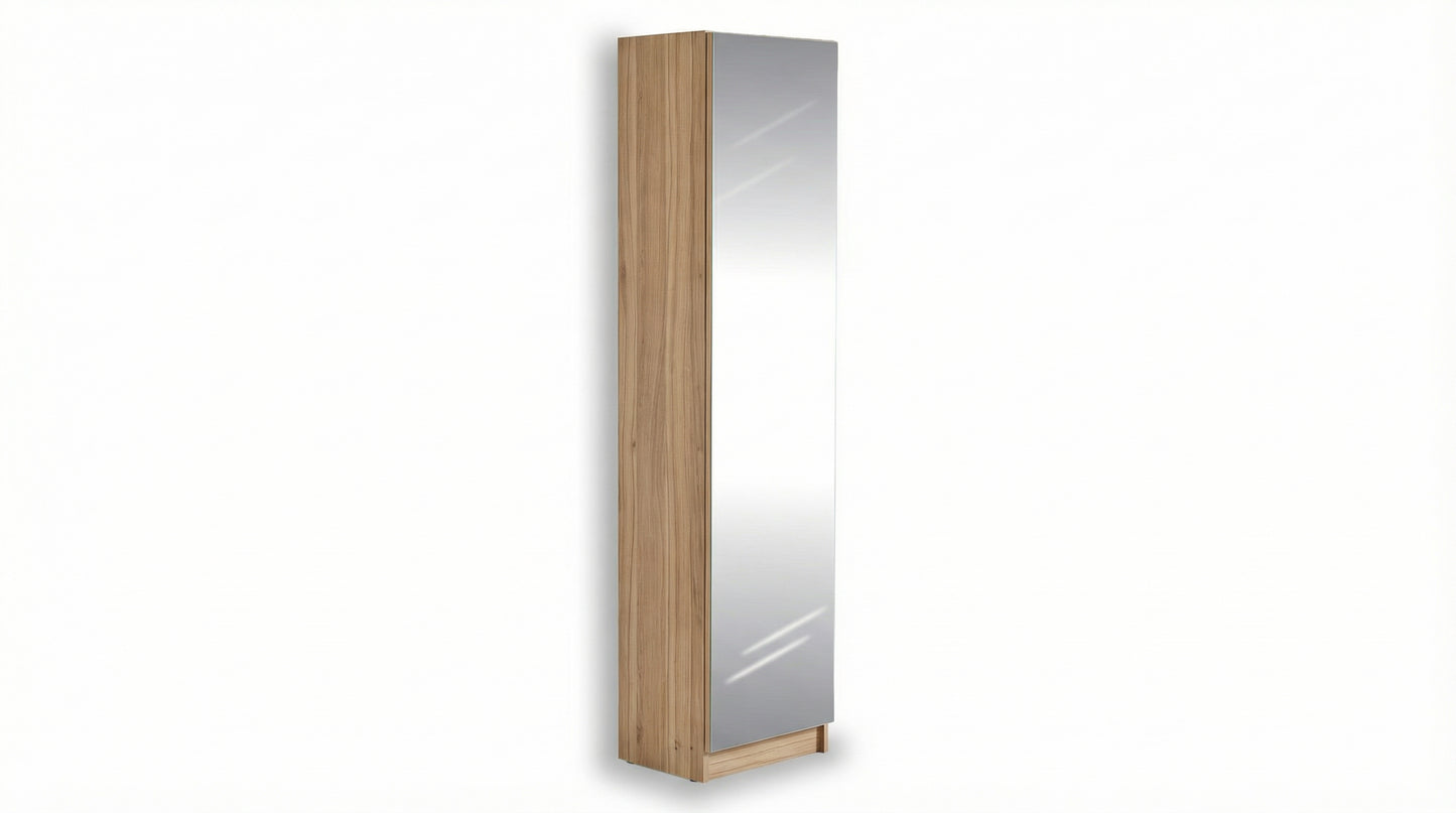 ארון נעליים עם מראה 180*35*45 טבעי ידית שחורה