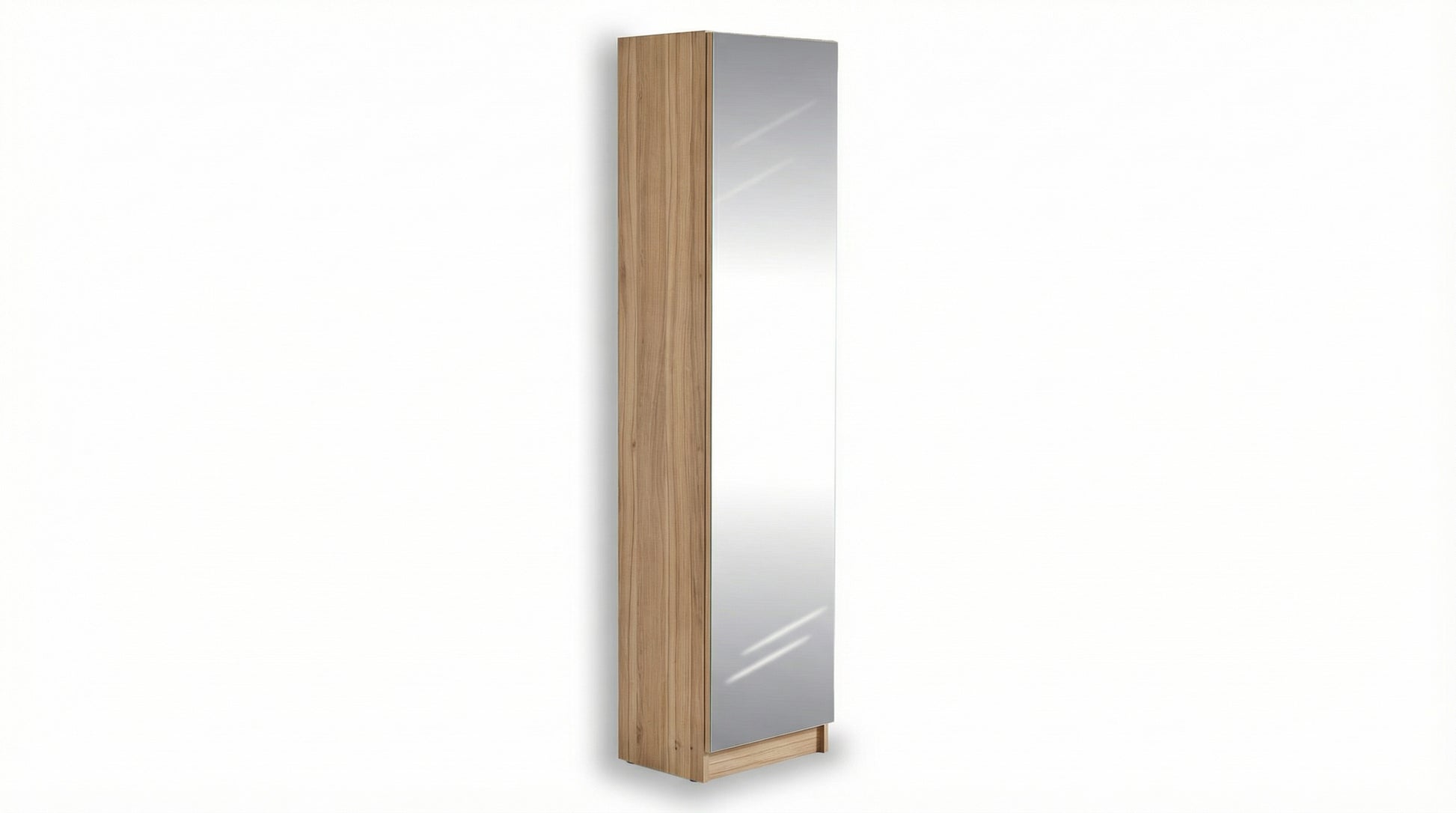 ארון נעליים עם מראה 180*35*45 טבעי ידית שחורה